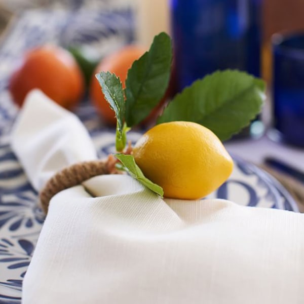 Simulering Citron Servett Ring Frukt Måltidsspänne Hotellrumsservett 12Pcs