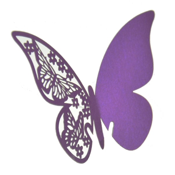 50 st Bordsmärke Vinglas Kort Favor Butterfly Namn Plats P purple