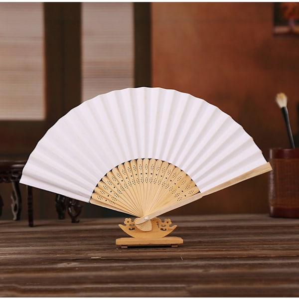 Folding Fan Hand DIY Folding Fläkt Trä Bambu Antiquity Foldi Red