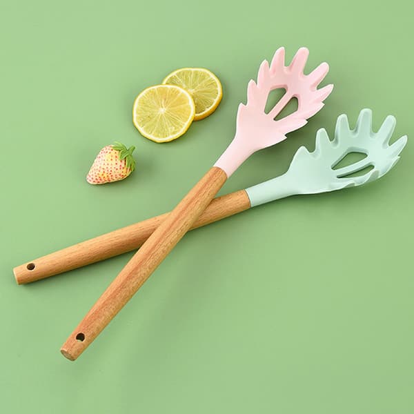 1 st Endelad silikonsked Spaghetti Pasta Server Gaffel Nudel Light green