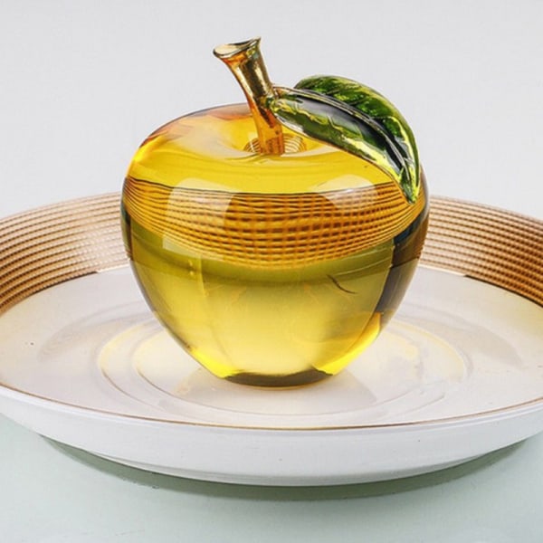 50/60 mm glasyr K9 Crystal Apple Crafts Glass Paperweight Home De Yellow 60MM