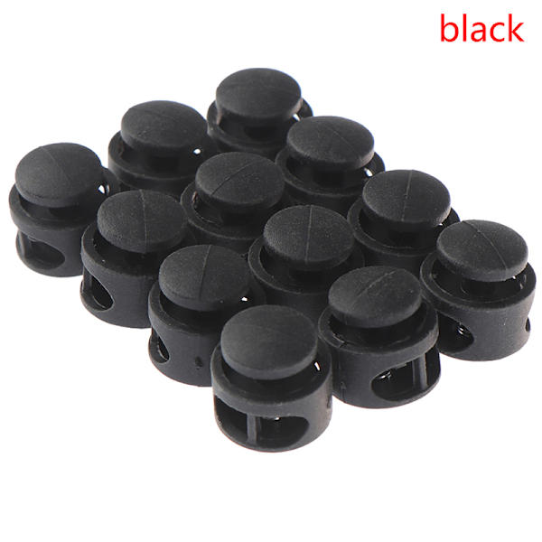 12 st Dragsnörestoppare Sladdlåsklämma Toggle Clip Stopper S Black