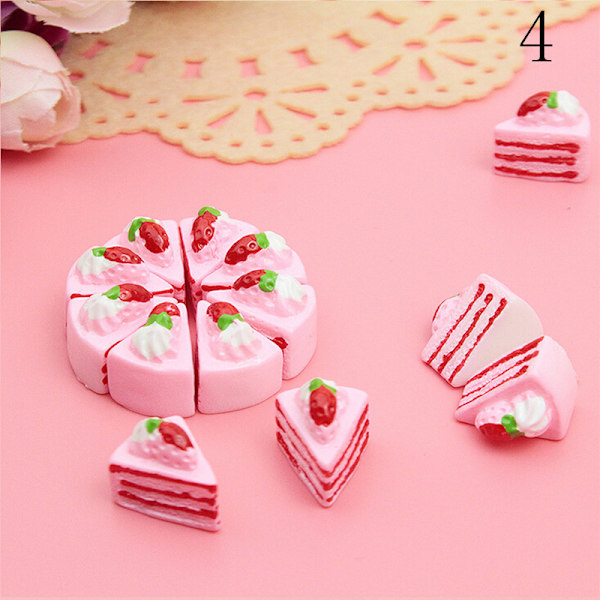10st DIY Nya Cabochons Hantverk Blomma Triangel Tårta Resin Flatb Pink Strawberry
