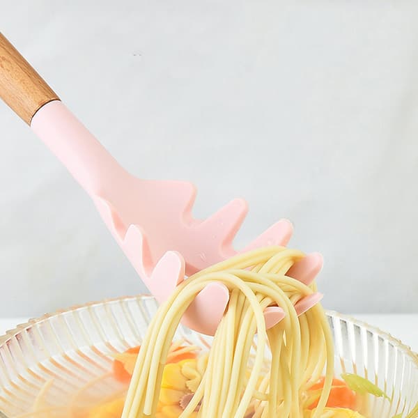 1 st Endelad silikonsked Spaghetti Pasta Server Gaffel Nudel Black
