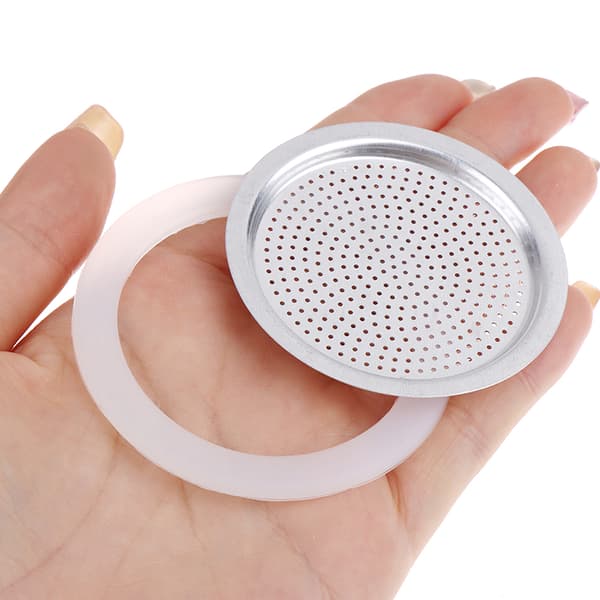 Silikonpackningar + aluminiumfilter Moka Pot Kaffeflaska Repla 2 cup
