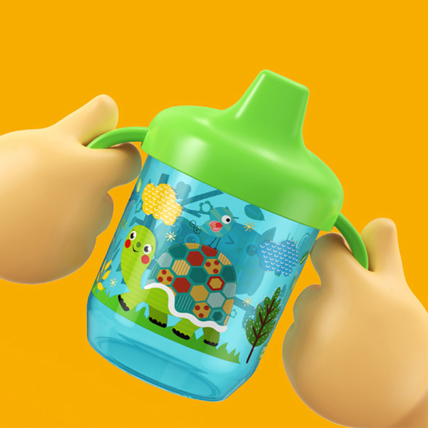 Baby Learning Drinking Cup med Handtag Flip Läcksäker vattenbot Green