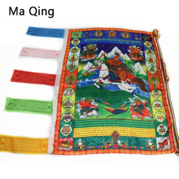 Lucky Tibetan Buddhism Sidenflagga Vägghängande Dekor Flaggor Banne A