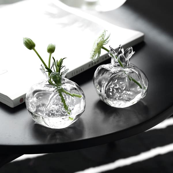 Granatäpple Glas Vas Heminredning Blomstervas för Fruit Cachepo Red L