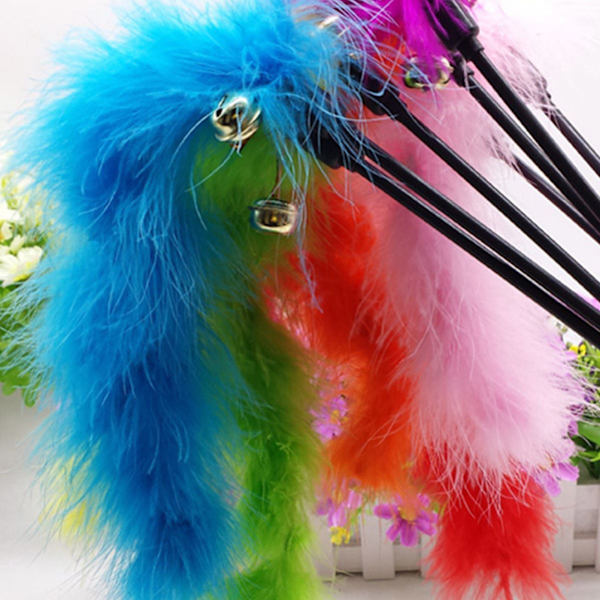 1x Cat Kitten Pet Teaser Turkey Feather Interactive Stick Toy W