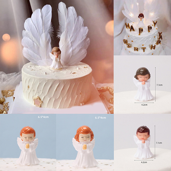 Angel Feather Wing Flag Cake Toppers för bröllopsfödelsedagsfest A2