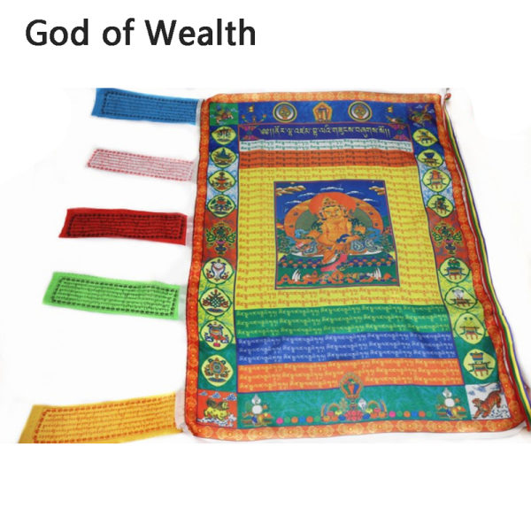 Lucky Tibetan Buddhism Sidenflagga Vägghängande Dekor Flaggor Banne A