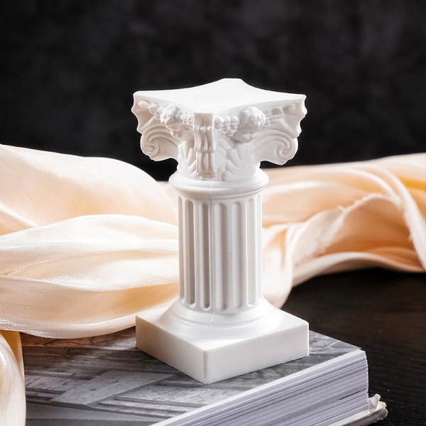Romersk pelare grekisk kolumn staty piedestal ljusstake stativ Fig White