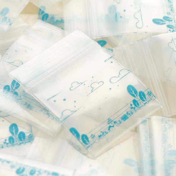 100st Mini Ziplock Väskor Små förpackningspåsar Ziplock Pill Pack C