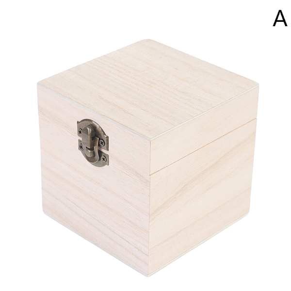 Retro smyckeskrin Desktop Naturträ Clamshell Förvaring Hand D A