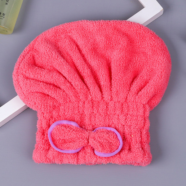 Mikrofiber Snabbt Hårtorkande Bad Spa Bowknot Wrap Handduksmössa Ca Watermelon red