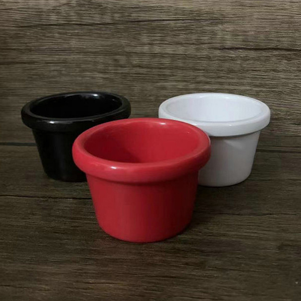 Såsskål Såsbåtar Rund Glänsande Melamin 6cm 50ml Svart Min Red