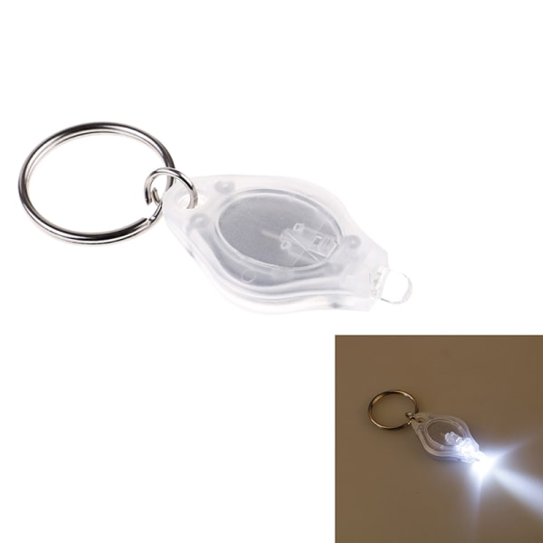 Mini super micro bright light LED camping ficklampa nyckelring ke White