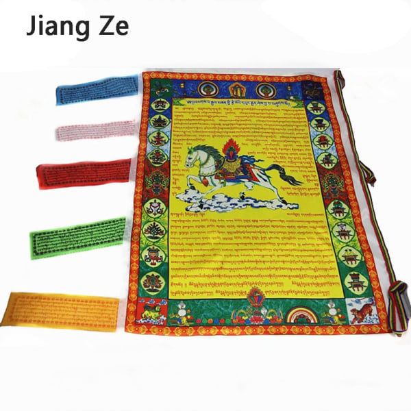 Lucky Tibetan Buddhism Sidenflagga Vägghängande Dekor Flaggor Banne C