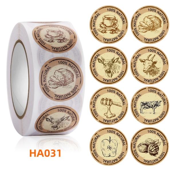 500 st Honungsbi Tack-klistermärken Dag Circle Roll Seal Etikett HA025