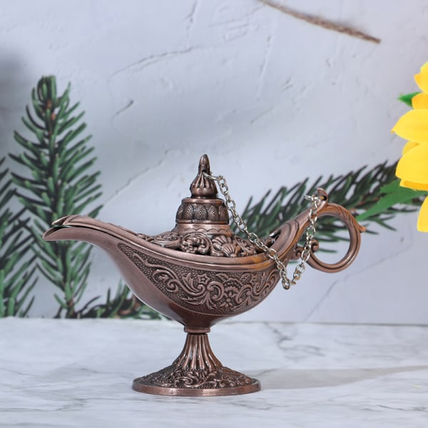 Hollow Fairy Tale Aladdin Lampa Wishing Tea Pot Retro Home Aroma Copper
