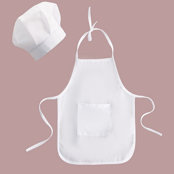 1 set e Baby Chef Förkläde & Hatt För Barn Kostymer Bomull Blend Che men large size