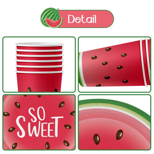 Vattenmelon Tema Party Cups Tallrik Halm Duk Baby Shower Paper cup