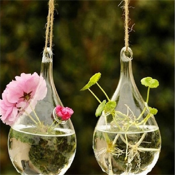 Glas hängande vas Flower er Container Kruka Bröllopsdekor Te Li Clear