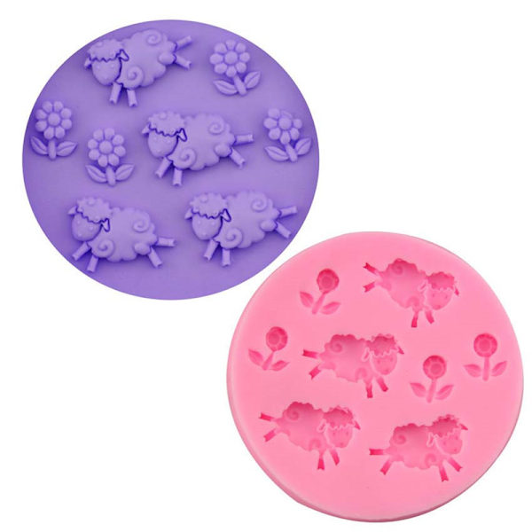 Djur får & blommor solros silikonfondant 3D form C