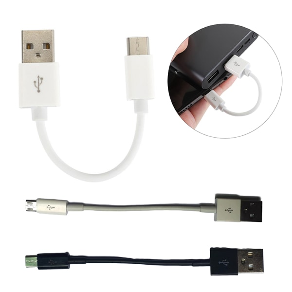 Typ C Micro USB -kabel 10cm Kort Snabbladdning För Telefon USB D White type-c