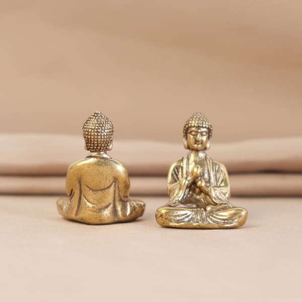 Mini Solid Copper Sakyamuni Buddha Staty Ornament Miniature Fi