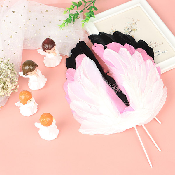 Angel Feather Wing Flag Cake Toppers för bröllopsfödelsedagsfest A3