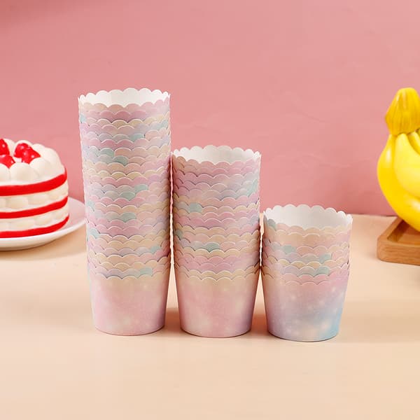 50st Rainbow Cupcake Liners för bakning Gradient Cupcake Wrappe A