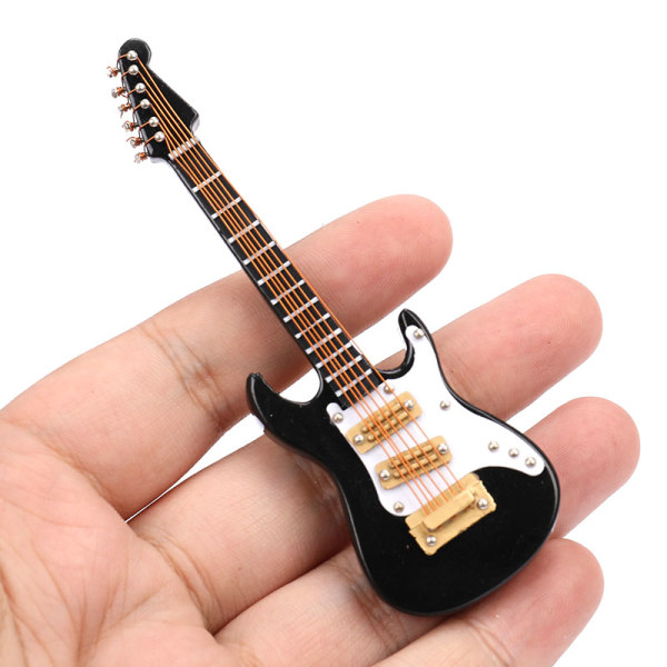 Mini elgitarr Modell Dekoration Musikinstrument med Black