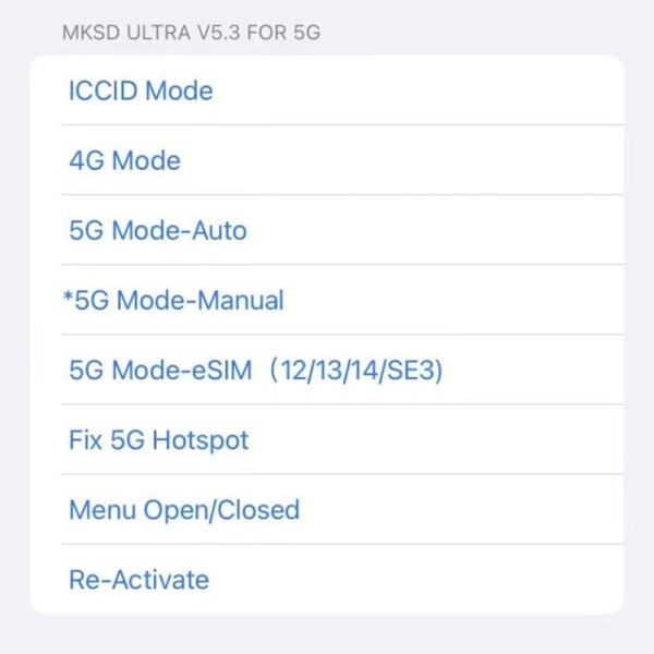 MKSD ULTRA V5.3 självhäftande 5G MODE QPE IOS16.X IP14 12 sprint cri