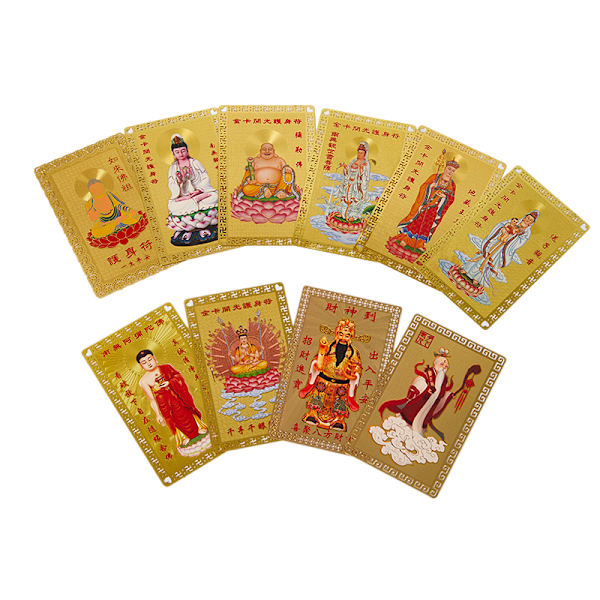 Samling tibetansk buddhism Utsökt kopparkort amulett Thangk H