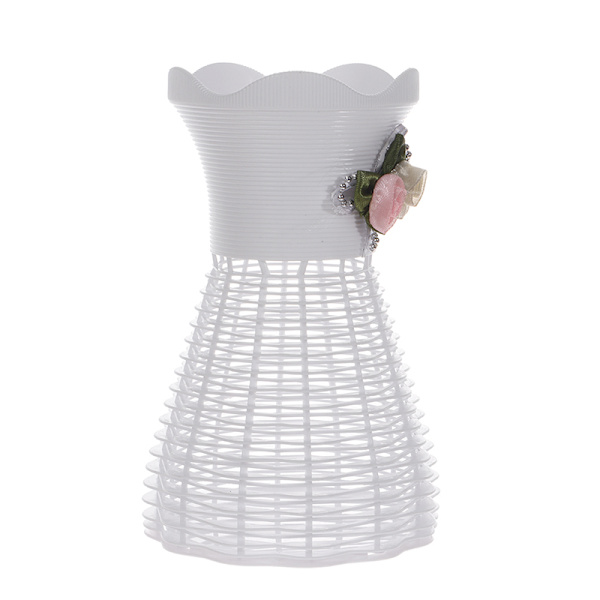 Modern Blomvas Vit Rosa Blå Plast Vas Blomkruka Bask 8.5*10*16cm
