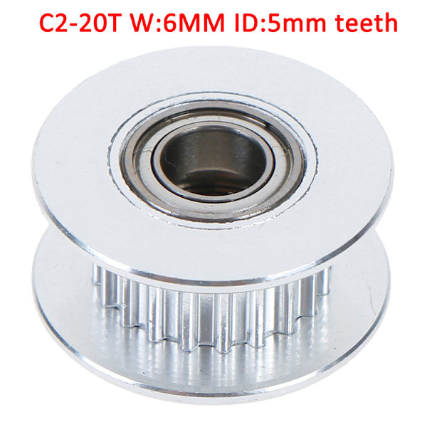 GT2 Mellanhjulslager 16T 20T 3/5 mm hål F 6 mm Rem R C2-20T W:6MM ID:5mm teeth