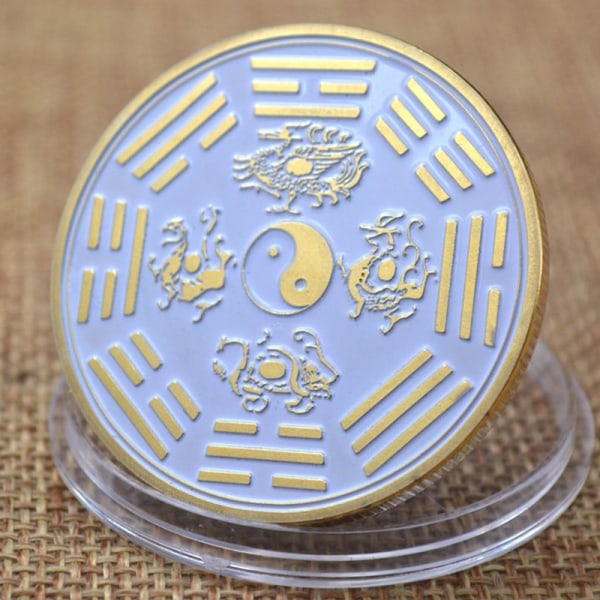 stil drake och phoenix Taiji mynt tredimensionell minnesmärke