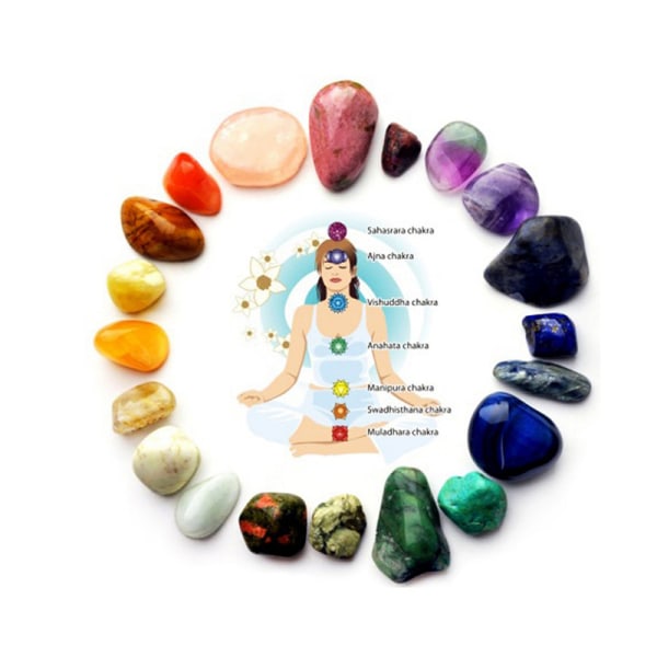 7 st / set Naturkristall Yoga polerad energisten Chakra Re Multicolor