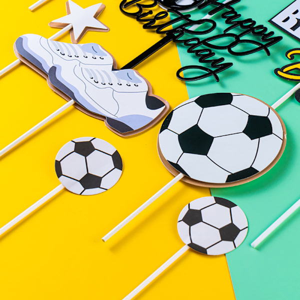 Baby Boy Favor Football Party Cake Topper Dekor För Fotboll Eller P2
