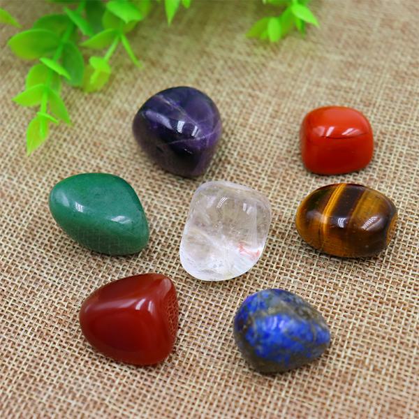 7 st / set Naturkristall Yoga polerad energisten Chakra Re Multicolor