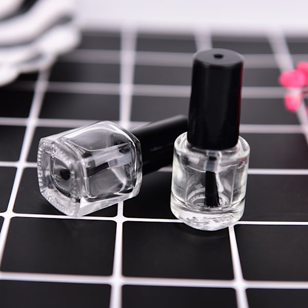 1 st 5 ml genomskinligt glas tom nagellacksflaskabehållare med ett L Square