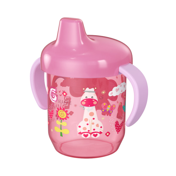 Baby Learning Drinking Cup med Handtag Flip Läcksäker vattenbot Rose red