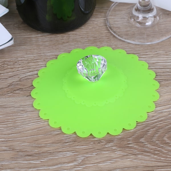 1 st silikon anti-damm glas diamant kopp cover kaffemugg S Green