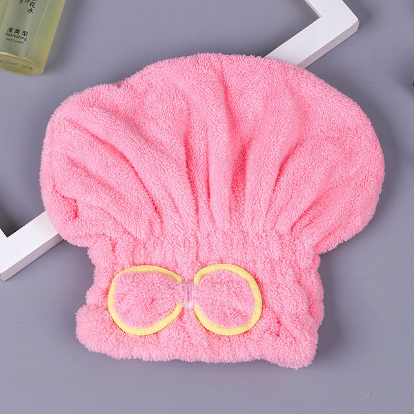 Mikrofiber Snabbt Hårtorkande Bad Spa Bowknot Wrap Handduksmössa Ca Pink