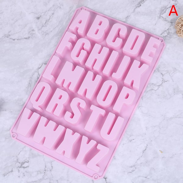 Silikon Engelska alfabetet Ice Choklad Bokstavsform Mould Gelé Pink