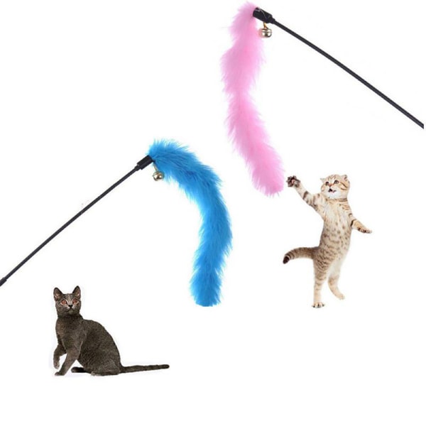 Pet Cat Teasing Stick Pompom Feather Accessories Funny Kitten I P1