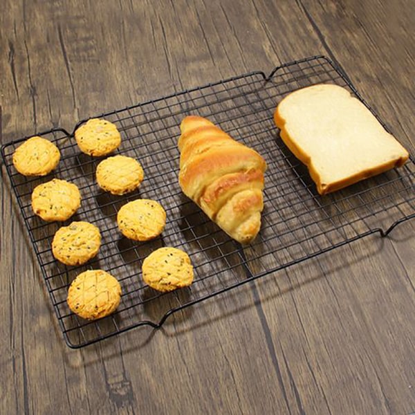Black Nonstick Metal Cake Cooling Grid Rack Net Biscuits Bröd 1