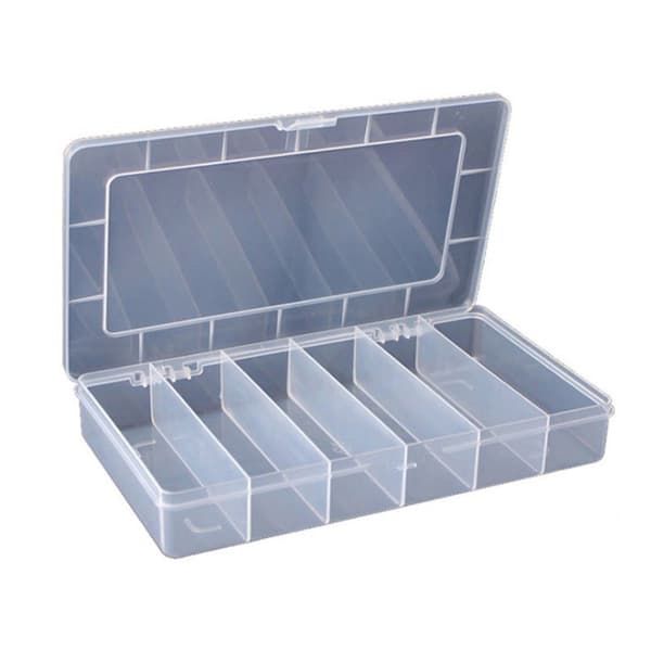 6 Grid Rektangulär förvaringslåda PP Plast Transparent Box Lure 1PC