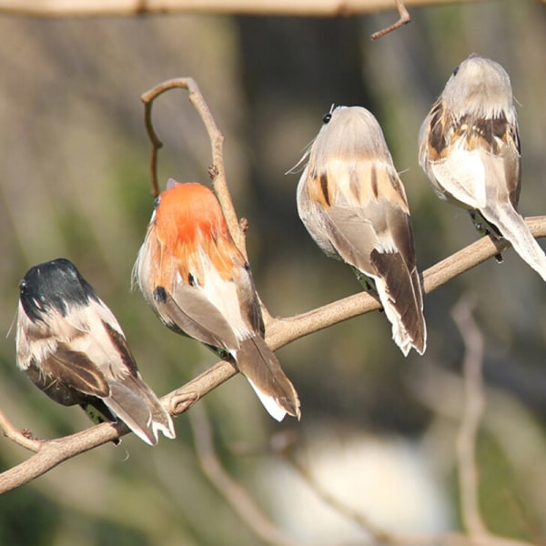 5st Gråa fåglar konstgjorda skumfjädrar sparv